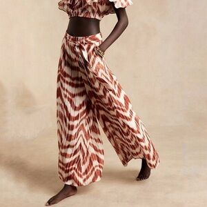 Banana Republic Meridian Wide Leg Linen Pants Size 4 Petite Voluminous Lagenlook